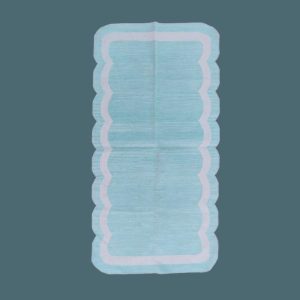 Cotton Rugs | Classic Sky Blue Scallop Cotton Rug, 2′ x 3′ Cotton Rugs Cotton Rugs