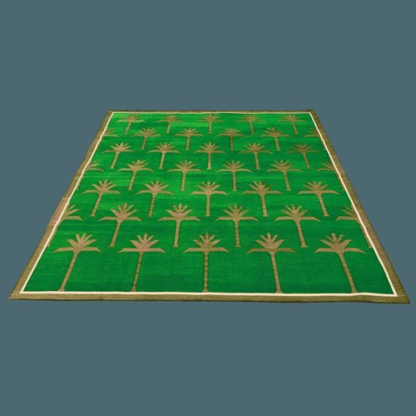 Cotton Rugs | Handmade Palm Trees Cotton Rug – Green/Olive, 2′ x 3′ Cotton Rugs Cotton Rugs