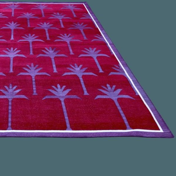 Cotton Rugs | Handmade Palm Trees Cotton Rug – Red, 3′ x 5′ Cotton Rugs Cotton Rugs