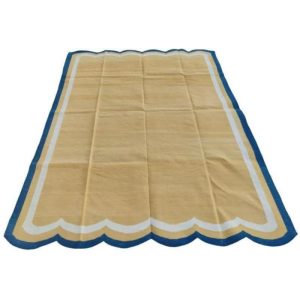 Cotton Rugs | Handmade Reversible Cotton Scalloped Rug – Yellow, 2′ x 3′ Cotton Rugs Cotton Rugs