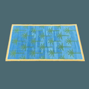 Cotton Rugs | Handmade Reversible Palm Trees Cotton Rug – Green, 2′ x 3′ Cotton Rugs Cotton Rugs