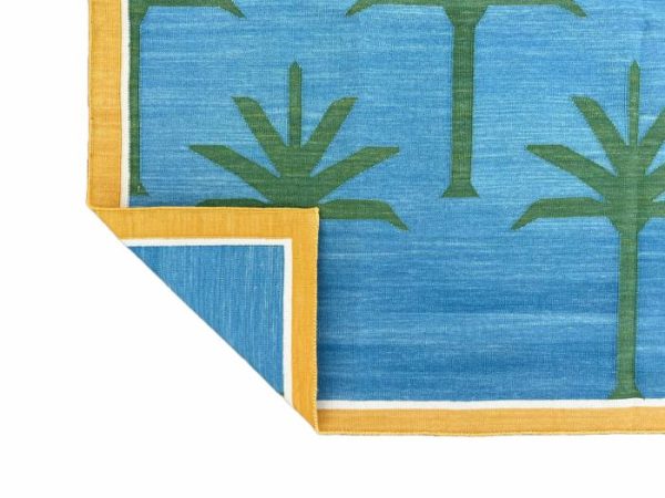 Cotton Rugs | Handmade Reversible Palm Trees Cotton Rug – Green, 2′ x 3′ Cotton Rugs Cotton Rugs