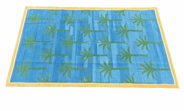 Cotton Rugs | Handmade Reversible Palm Trees Cotton Rug – Green, 2′ x 3′ Cotton Rugs Cotton Rugs