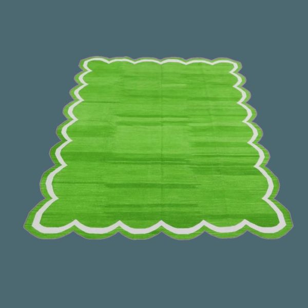 Cotton Rugs | Handmade Scalloped Cotton Area Rug – Green, 2′ x 3′ Cotton Rugs Cotton Rugs