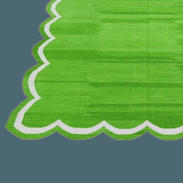 Cotton Rugs | Handmade Scalloped Cotton Area Rug – Green, 2′ x 3′ Cotton Rugs Cotton Rugs