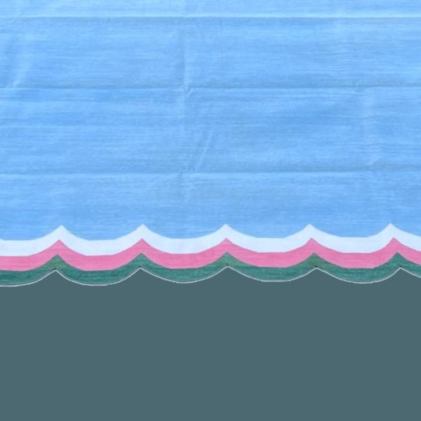 Cotton Rugs | Handmade Scalloped Cotton Area Rug – Light Blue, 2′ x 3′ Cotton Rugs Cotton Rugs