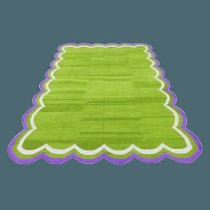 Cotton Rugs | Handmade Scalloped Cotton Area Rug – Light Green, 3′ x 5′ Cotton Rugs Cotton Rugs