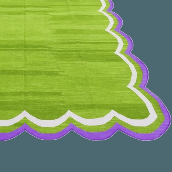 Cotton Rugs | Handmade Scalloped Cotton Area Rug – Light Green, 3′ x 5′ Cotton Rugs Cotton Rugs