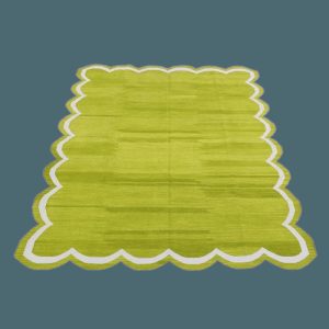 Cotton Rugs | Handmade Scalloped Cotton Area Rug – Olive Green, 2′ x 3′ Cotton Rugs Cotton Rugs