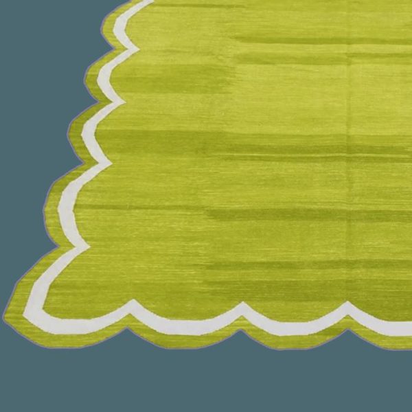 Cotton Rugs | Handmade Scalloped Cotton Area Rug – Olive Green, 2′ x 3′ Cotton Rugs Cotton Rugs