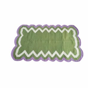 Cotton Rugs | Handmade Scalloped Cotton Area Rug – Purple Green, 2′ x 3′ Rugs Cotton Rugs