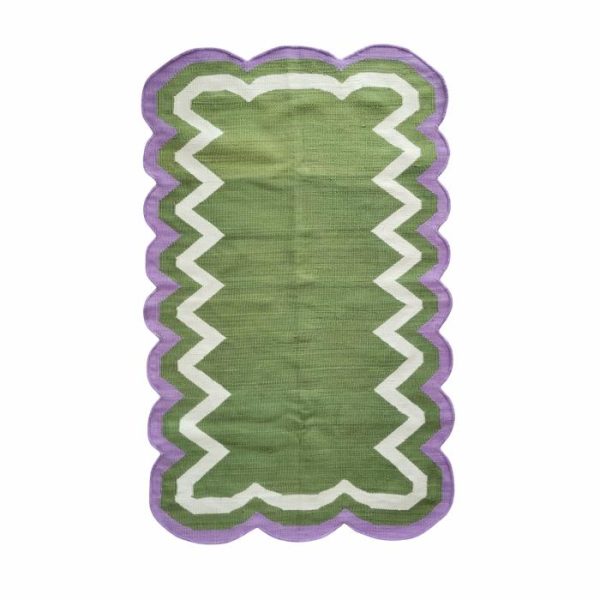 Cotton Rugs | Handmade Scalloped Cotton Area Rug – Purple Green, 2′ x 3′ Rugs Cotton Rugs