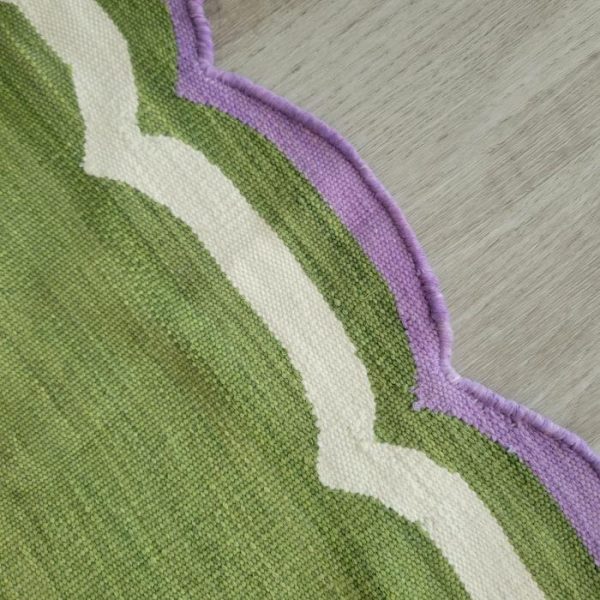 Cotton Rugs | Handmade Scalloped Cotton Area Rug – Purple Green, 2′ x 3′ Rugs Cotton Rugs