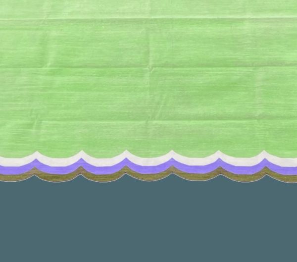 Cotton Rugs | Handmade Scalloped Cotton Rug – Light Green/Purple, 2′ x 3′ Cotton Rugs Cotton Rugs