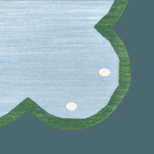 Cotton Rugs | Handmade Scalloped Dotted Cotton Rug – Light Blue, 2′ x 3′ Cotton Rugs Cotton Rugs