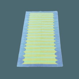 Cotton Rugs | Handwoven Alaia Blue/Yellow Cotton Rug, 2′ x 3′ Cotton Rugs Cotton Rugs