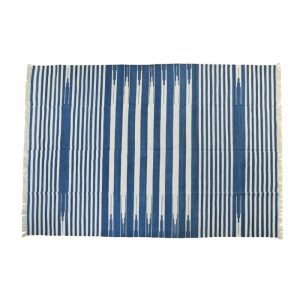 Cotton Rugs | Handwoven Azure Serenity Fringe Haven Cotton Rug, 3′ x 5′ Cotton Rugs Cotton Rugs