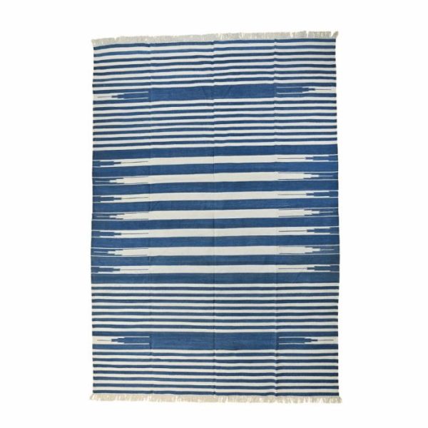 Cotton Rugs | Handwoven Azure Serenity Fringe Haven Cotton Rug, 3′ x 5′ Cotton Rugs Cotton Rugs