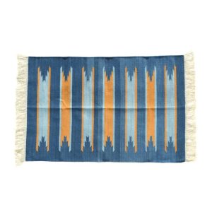 Cotton Rugs | Handwoven Earth And Ocean Cotton Rug With Fringes, 3′ x 5′ Cotton Rugs Cotton Rugs