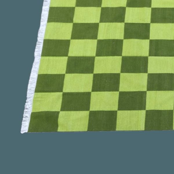 Cotton Rugs | Handwoven Green Checker Cotton Rug, 2′ x 3′ Cotton Rugs Cotton Rugs