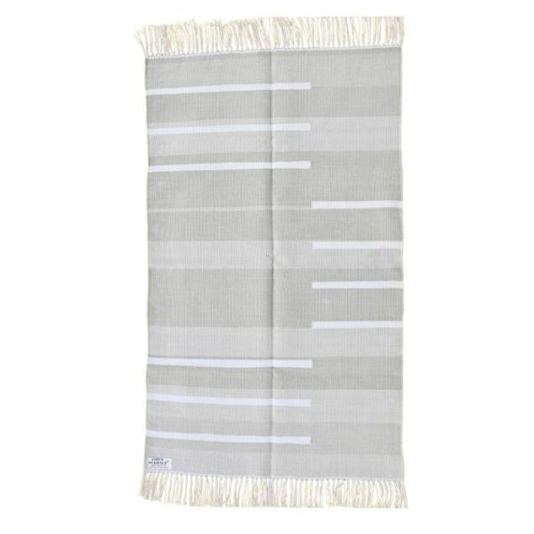 Cotton Rugs | Handwoven Minimalistic Gray Cotton Rug With Fringes, 3′ x 5′ Cotton Rugs Cotton Rugs