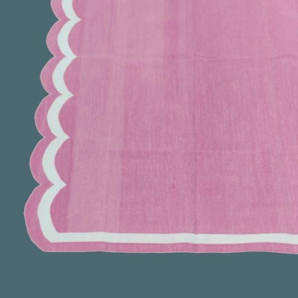 Cotton Rugs | Handwoven Reversible Cotton Scalloped Rug – Pink, 2′ x 3′ Cotton Rugs Cotton Rugs