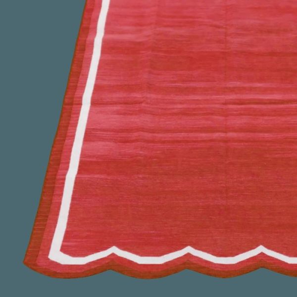 Cotton Rugs | Handwoven Scalloped Cotton Rug – Red, 2′ x 3′ Cotton Rugs Cotton Rugs