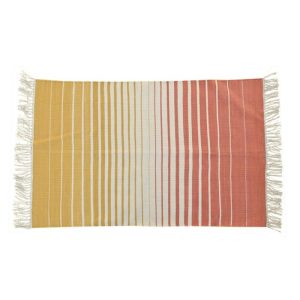 Cotton Rugs | Handwoven Yellow And Orange Ombre Cotton Rug With Fringes, 3′ x 5′ Cotton Rugs Cotton Rugs