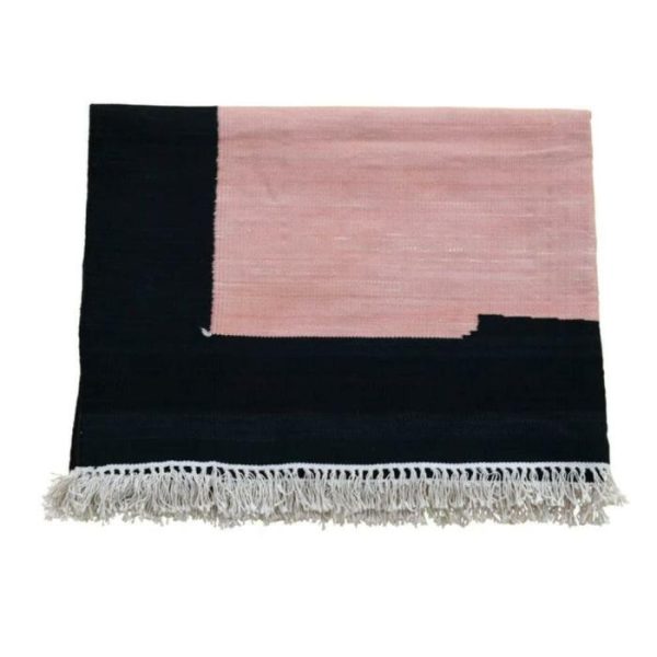 Cotton Rugs | Modern Organic Vegetable Dyed Indian Dhurrie Reversible Cotton Rug – Pink, 2′ x 3′ Cotton Rugs Cotton Rugs