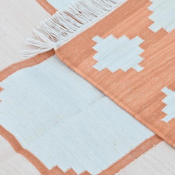 Cotton Rugs | Natural Vegetable Dyed Indian Dhurrie Reversible Cotton Rug – Diamond Apricot, 2′ x 3′ Cotton Rugs Cotton Rugs