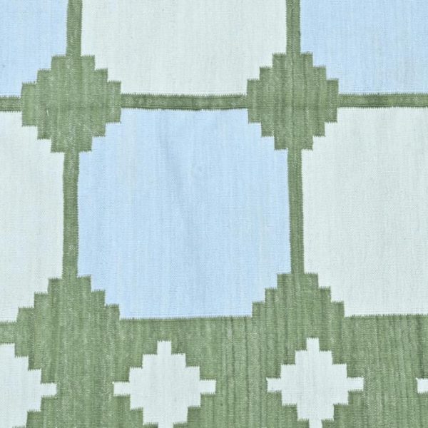 Cotton Rugs | Natural Vegetable Dyed Indian Dhurrie Reversible Cotton Rug – Diamond Green, 2′ x 3′ Cotton Rugs Cotton Rugs