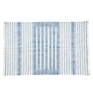 Cotton Rugs | Natural Vegetable Dyed Indian Dhurrie Reversible Cotton Rug – Light Indigo, 2′ x 3′ Cotton Rugs Cotton Rugs