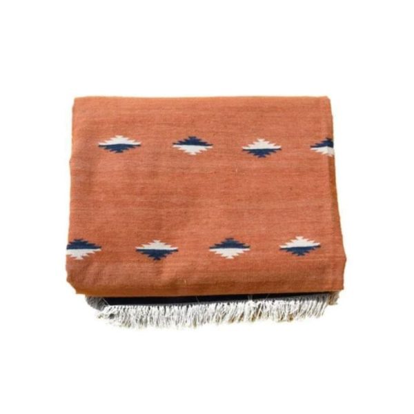 Cotton Rugs | Organic Vegetable Dyed Indian Dhurrie Reversible Cotton Rug – Burnt Orange, 2′ x 3′ Cotton Rugs Cotton Rugs