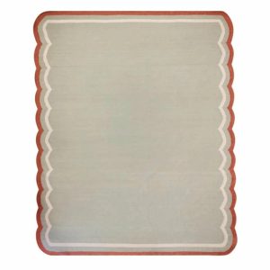 Cotton Rugs | Red And Gray Scallop Cotton Rug, 2′ x 3′ Cotton Rugs Cotton Rugs