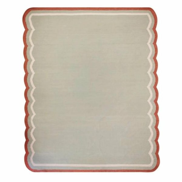 Cotton Rugs | Red And Gray Scallop Cotton Rug, 2′ x 3′ Cotton Rugs Cotton Rugs