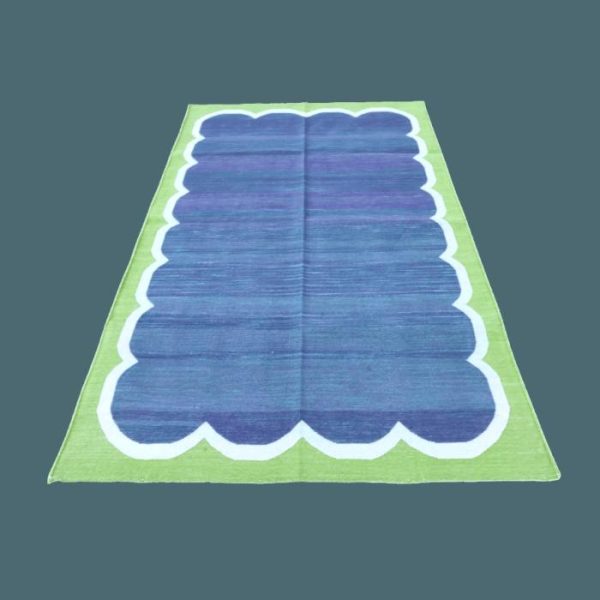 Cotton Rugs | Vegetable Dyed Indian Dhurrie Cotton Rug – Blue/Green, 2′ x 3′ Cotton Rugs Cotton Rugs