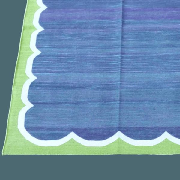 Cotton Rugs | Vegetable Dyed Indian Dhurrie Cotton Rug – Blue/Green, 2′ x 3′ Cotton Rugs Cotton Rugs