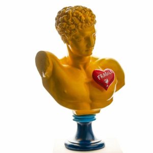 Davids’ Busts | Pop Art Yellow And Red Fragile Heart Hermes Bust Sculpture Davids' Busts Davids' Busts