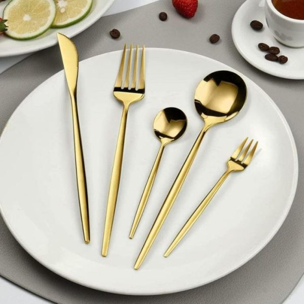 Dinnerware | 30 Piece Gold Stainless Steel Tableware For 6 Dinnerware Dinnerware