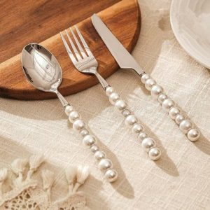 Dinnerware | 4Pcs Pearl Cutlery Stainless Steel Flatware Dinnerware Dinnerware