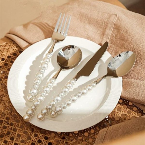 Dinnerware | 4Pcs Pearl Cutlery Stainless Steel Flatware Dinnerware Dinnerware