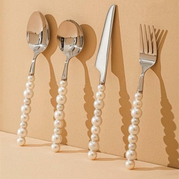 Dinnerware | 4Pcs Pearl Cutlery Stainless Steel Flatware Dinnerware Dinnerware