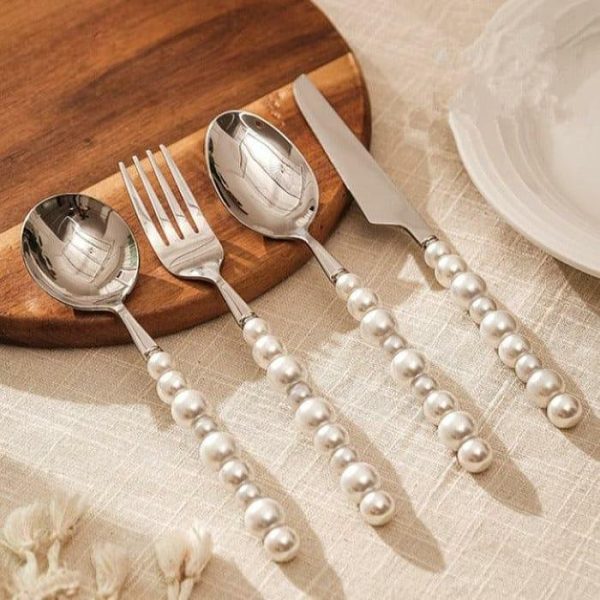 Dinnerware | 4Pcs Pearl Cutlery Stainless Steel Flatware Dinnerware Dinnerware