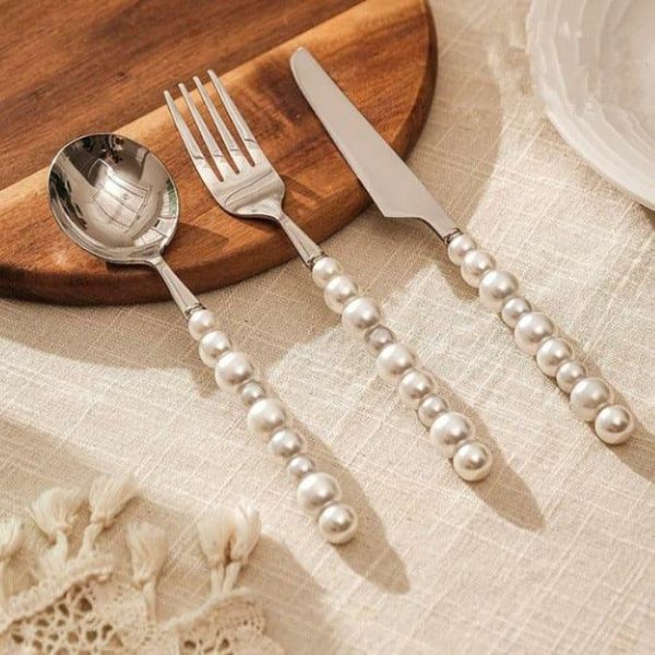 Dinnerware | 4Pcs Pearl Cutlery Stainless Steel Flatware Dinnerware Dinnerware