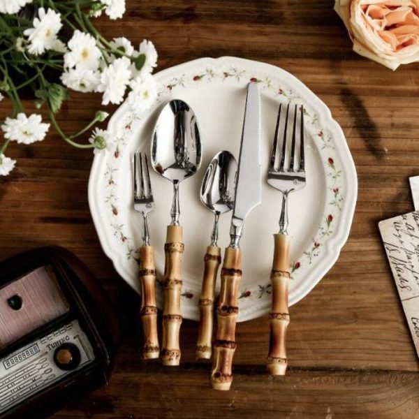 Dinnerware | Bamboo Handle Flatware Cutlery Dinnerware Dinnerware