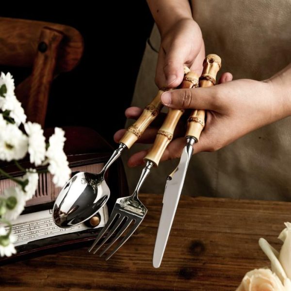 Dinnerware | Bamboo Handle Flatware Cutlery Dinnerware Dinnerware