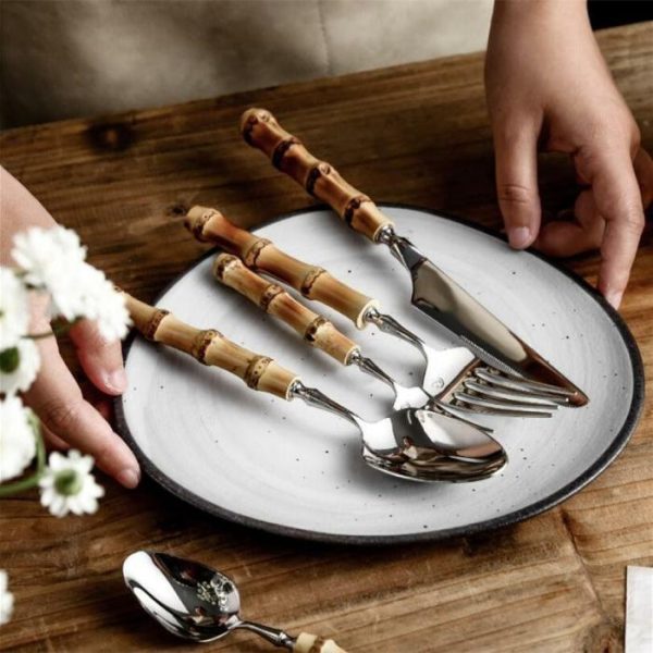 Dinnerware | Bamboo Handle Flatware Cutlery Dinnerware Dinnerware