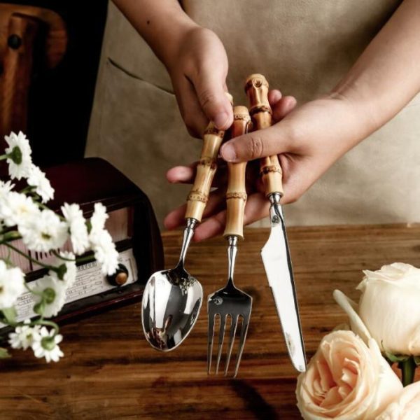 Dinnerware | Bamboo Handle Flatware Cutlery Dinnerware Dinnerware