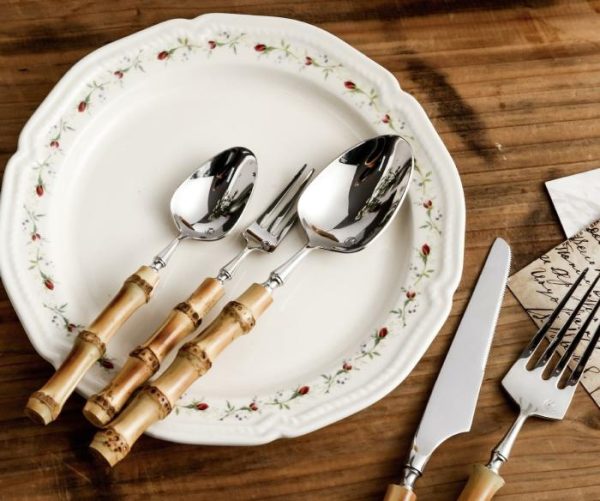 Dinnerware | Bamboo Handle Flatware Cutlery Dinnerware Dinnerware