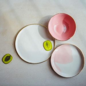 Dinnerware | Handmade Porcelain Ombre Pink Tableware, Salad Plate Dinnerware Dinnerware